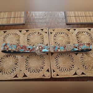 Faux Leather Floral Western Belt